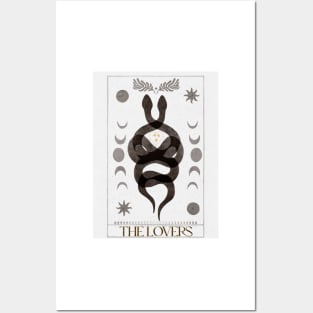 The Lovers Tarot Card Dark Academia Aesthetic Snakes Posters and Art